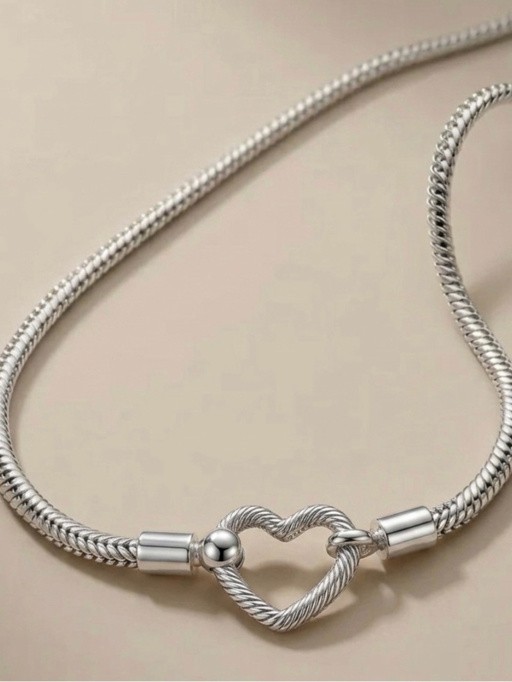 Sterling Silver Heart Cable Chain Necklace - Women Jewelry (45 cms)